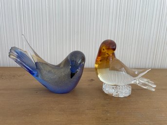 Lot Of 2 Glass Birds Murano