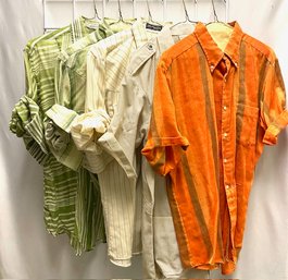 Grouping Of 5 Vintage Mens Buttondowns- Stripes & 1 Short Sleeve (Group 4)