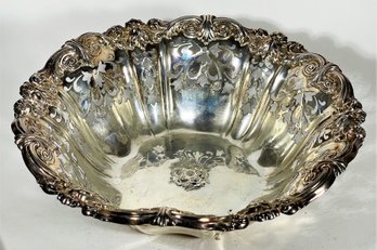 Large Gorham Sterling Silver Latticed And Repousse Bowl 9 X 2 3/4' 333.8 G