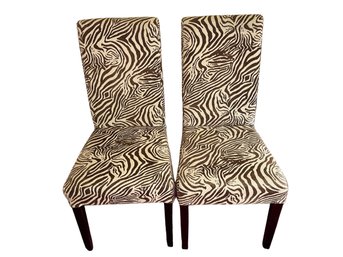 Pair Of Pier 1 Zebra Print Side Chairs