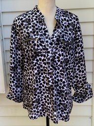 NEW WITH TAGS Michael Kors Womans Blouse Black And White ~ Size L ~