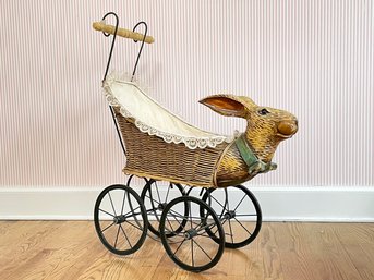 An Antique Carved Wood And Metal Doll's Carriage