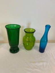 3 Heavy Colorful Vases