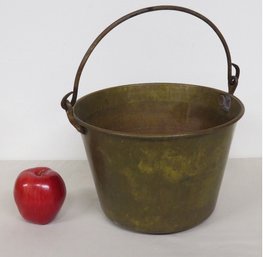 An Early Spun Brass Sap Bucket With Cast Iron Handle & Riveted Attachments