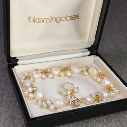 Amazing Multi Size Genuine Cultured Baroque Pearl Bracelet With Gold Plated Sterling Silver Chain / Clasp !