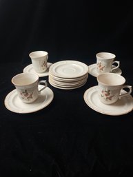 Antique Array Brick Oven Stone Ware Cups And Saucers