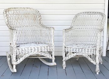 A Vintage Wicker Rocking Chair And Arm Chair