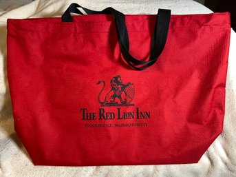 Large Red Lion Inn Zipper Tote Bag Red And Black Straps 24x16