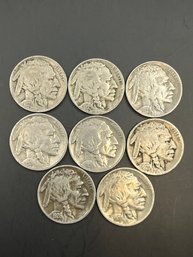 8 Beautiful Buffalo Nickels 1920, 1924, 1926, 1927, 1928, 1928-D, 1929, & 1929-S