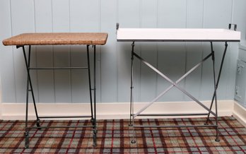 Pair Of Folding Tables With Metal Bases