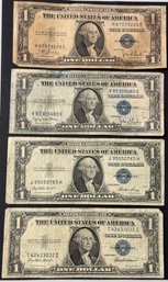 4 $1 Silver Certificates 1935-C, 1935-D, 1935-E, 1935-F