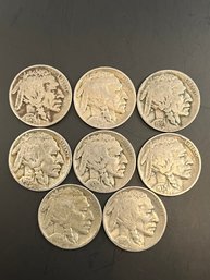 8 Beautiful Buffalo Nickels 1926, 1927, 1929, 1929-S, 1930, 1935, 1936, & 1937