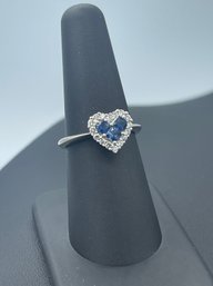 Stunning Multi Sapphire & Diamond Heart Shaped 14k White Gold Ring