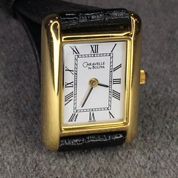 $135 Retail - Wonderful Ladies CARAVELLE By BULOVA Ladies Tank Style Watch - Brand New Battery - Cartier Style