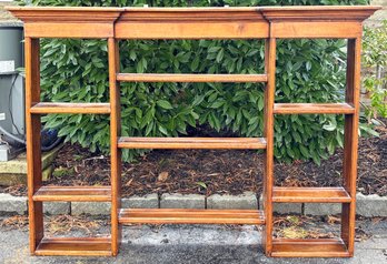 A Large Wall Mount Set Back Plate Rack Of Reclaimed Mahogany