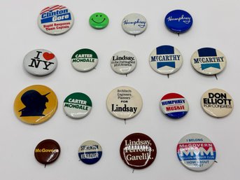 18 Pins, Mostly Vintage Political Campaign Pins