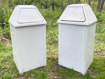 A Pair Of Commercial Lined Garbage Cans