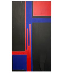 An Original Vintage Mid Century Oil On Canvas, Unsigned, Mondrian Feel