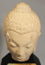 Vintage Painted Plaster Buddha Head Statue