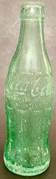 Vintage Antique Glass Coke Coca Cola Hobble Skirt Bottle - New Haven CT - 6 Oz - Dug Artefact - Green Tone