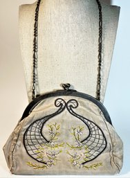 Silk Embroidered Lady's Evening Bag  Arts And Crafts Period