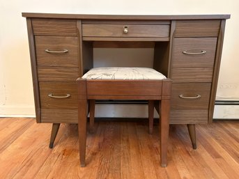 Mid-century Modern Desk And Bench With Storage