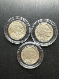 3 Buffalo Nickels 1916, 1917, 1919