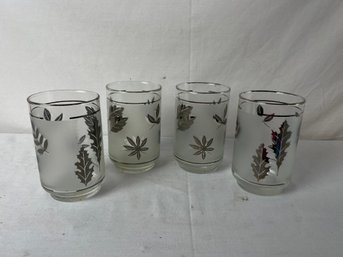 Vintage Libbey Silver Leaf Glasses Set