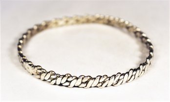 Vintage Mexican Fancy Braided Heavy Round Sterling Silver Bangle Bracelet