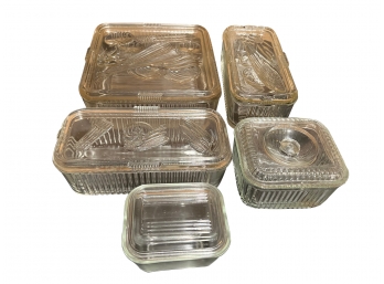 Hazel Atlas Refrigerator Dishes - Set Of 5