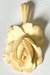 ANTIQUE CARVED IVORY ROSE PENDANT