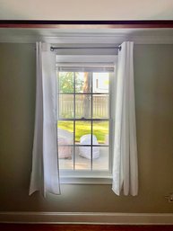 Four White Easy Going Black Out Thermal Insulated Grommet & Noise Reduction Curtains & Rods In Nickel