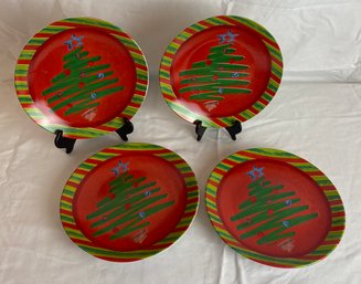 Four Christmas Tree Plates