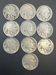 10 Buffalo Nickels Unknown Dates