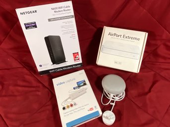 Netgear N600 Wifi Modem Router, Airport Extreme 802.11n Wireless Base Station, Video Capture (new), Google Hom