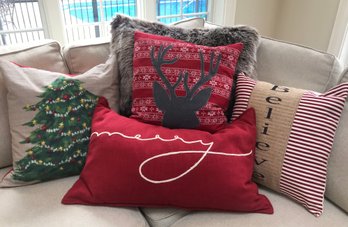 Set Of 5 POTTERY BARN Holiday Pillows