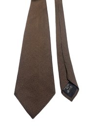 GUCCI Brown Silk Tetured Stripe Tie