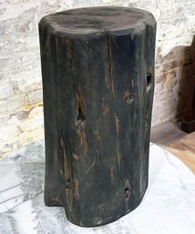 A Burnt Wood Sculpture, Or Pedestal