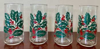 Vintage Christmas Tall Beverage Glasses (4)