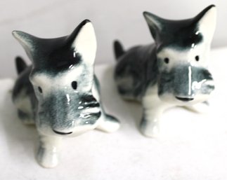 Pair Of Ceramic Black/white Scottie Dog Figurines