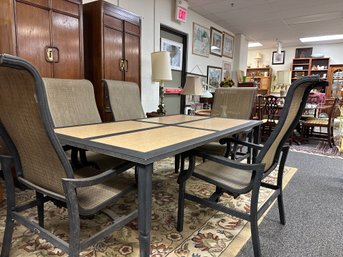 Nice Patio Table With Umbrella Hole By Hampton Bay With 6 Chairs