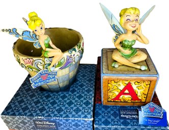 Signed Disney Traditions Tinker Bell Showcase Collection (Two Pieces, But Only One Is Signed By Jim Shore)
