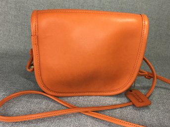 Vintage But NEVER USED - New COACH Butter Soft Orange Leather Cross Body Bag - Made In USA - RARE FIND !