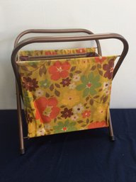 Vintage Metal And Fabric Folding Yarn Holder- Yellow Floral