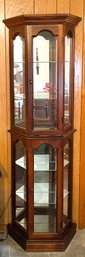 Vintage Lighted Wood Curio Cabinet-Lot 2