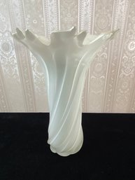 Vintage Crystal Glass White Vase