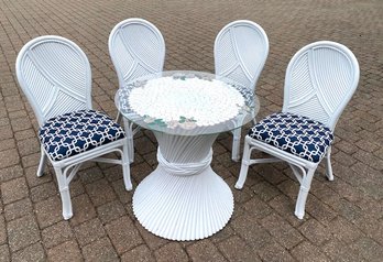 Vintage Mid Century 1970's McGuire Sheaf Of Wheat Rattan Table And 4 Chairs