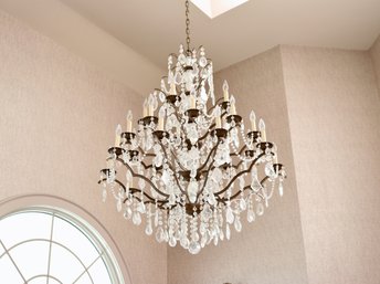 Large Schonbek 5775  25-Light Tiered And Prismed Chandelier With Certificate Of Authenticity $8995