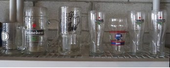 Small Assortment Of Beer Glasses & Mugs Including Heinekin