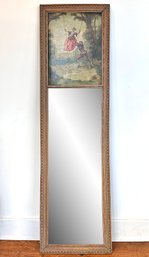 An Antique Trumeau Mirror, Continental School Oil On Board On Top